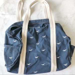 Navy Blue Hollister Logo Duffle Bag